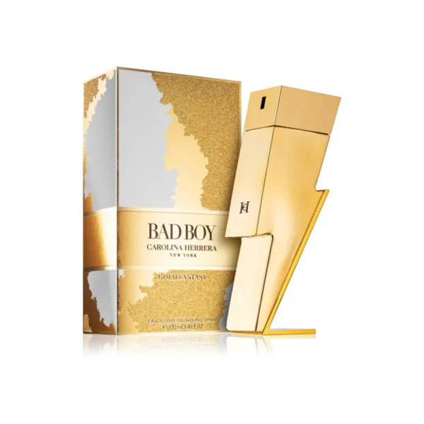 🏆 Carolina Herrera Bad Boy Gold Fantasy – Eau de Toilette Masculino Ámbar Amaderado |